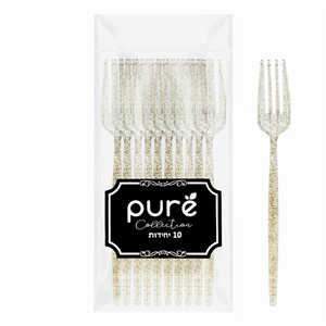 פיור מזלג נצנץ זהב 10 יח