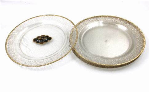 סאפיר צלחות 10.5 שקוף נצנץ זהב 10 יח