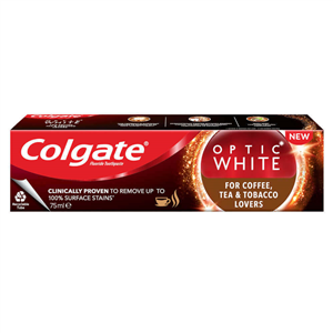 קולגייט משחת אופטיק וויט להסרת קתמי קפה וסגריות 75